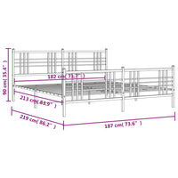 Giroletto con Testiera e Pediera Metallo Bianco 183x213 cm 376396