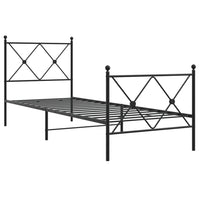 Giroletto con Testiera e Pediera Metallo Nero 75x190 cm 376510