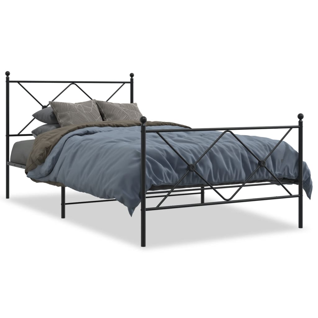 Giroletto con Testiera e Pediera-Struttura Letto Metallo Nero 107x203 cm 508025