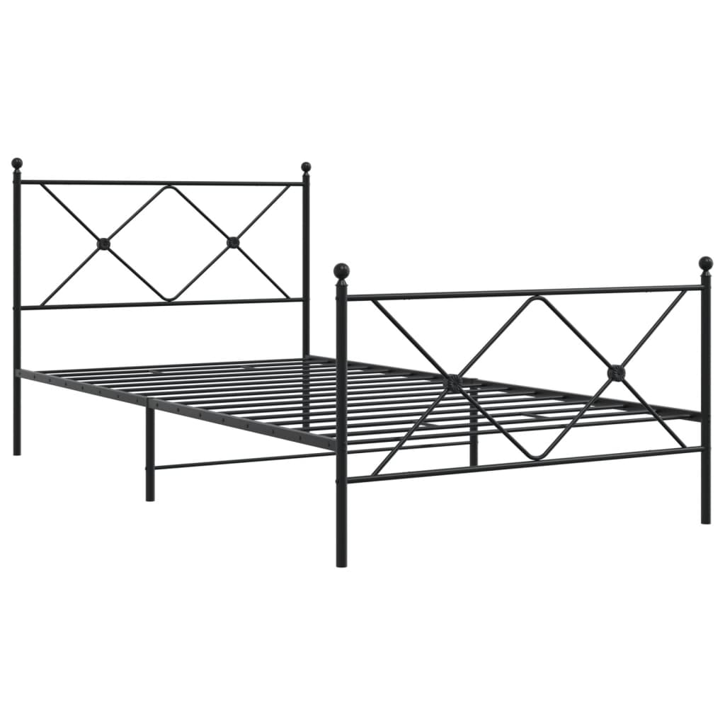 Giroletto con Testiera e Pediera-Struttura Letto Metallo Nero 107x203 cm 508025