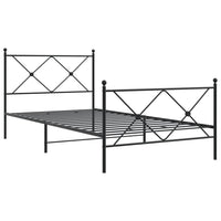 Giroletto con Testiera e Pediera-Struttura Letto Metallo Nero 107x203 cm 508025