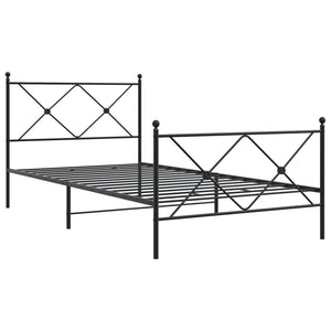 Giroletto con Testiera e Pediera-Struttura Letto Metallo Nero 107x203 cm 508025