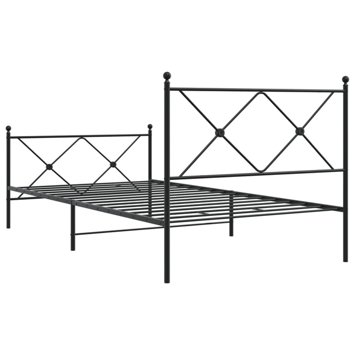 Giroletto con Testiera e Pediera-Struttura Letto Metallo Nero 107x203 cm 508025