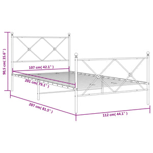 Giroletto con Testiera e Pediera-Struttura Letto Metallo Nero 107x203 cm 508025