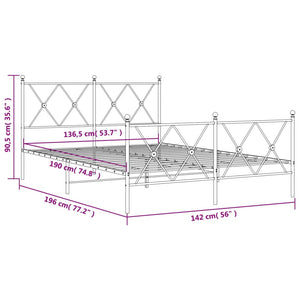 Giroletto con Testiera e Pediera Metallo Nero 137x190 cm 376519
