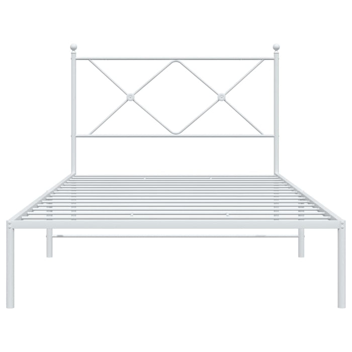 Giroletto con Testiera Metallo Bianco 100x190 cm 376545