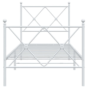 Giroletto con Testiera e Pediera Metallo Bianco 75x190 cm 376559