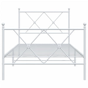 Giroletto con Testiera e Pediera Metallo Bianco 90x200 cm 376562