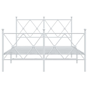 Giroletto con Testiera e Pediera Metallo Bianco 120x190 cm 376566