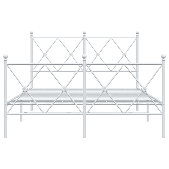 Giroletto con Testiera e Pediera Metallo Bianco 120x190 cm 376566