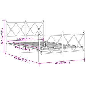 Giroletto con Testiera e Pediera Metallo Bianco 120x190 cm 376566