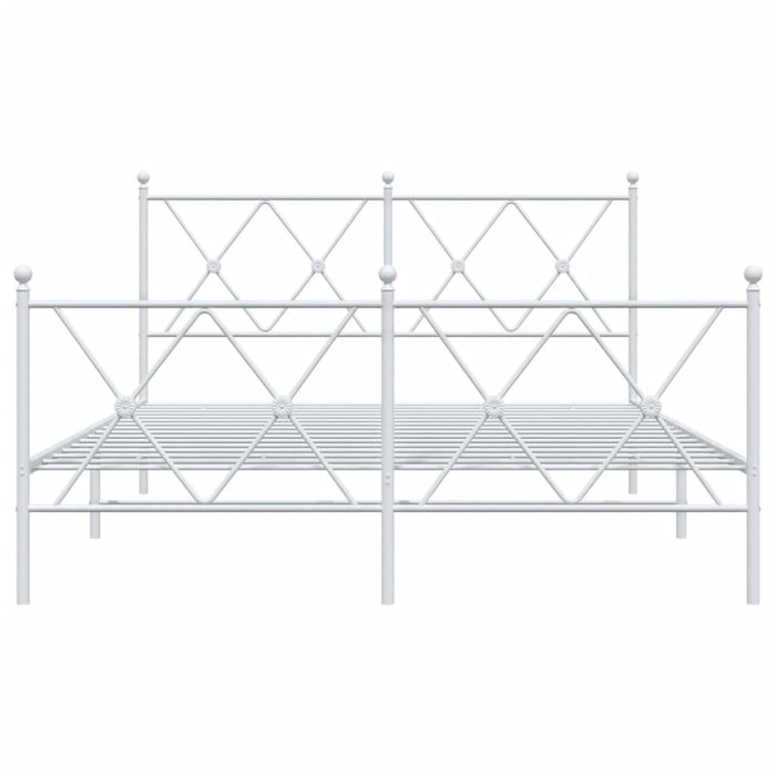 Giroletto con Testiera e Pediera Metallo Bianco 137x190 cm 376568