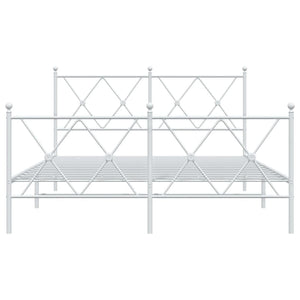 Giroletto con Testiera e Pediera Metallo Bianco 140x190 cm 376569