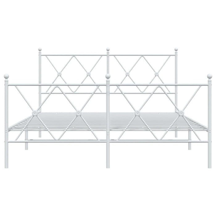 Giroletto con Testiera e Pediera Metallo Bianco 140x190 cm 376569