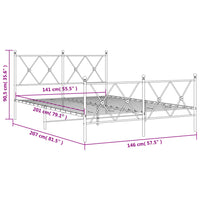 Giroletto con Testiera e Pediera Metallo Bianco 140x200 cm 376570