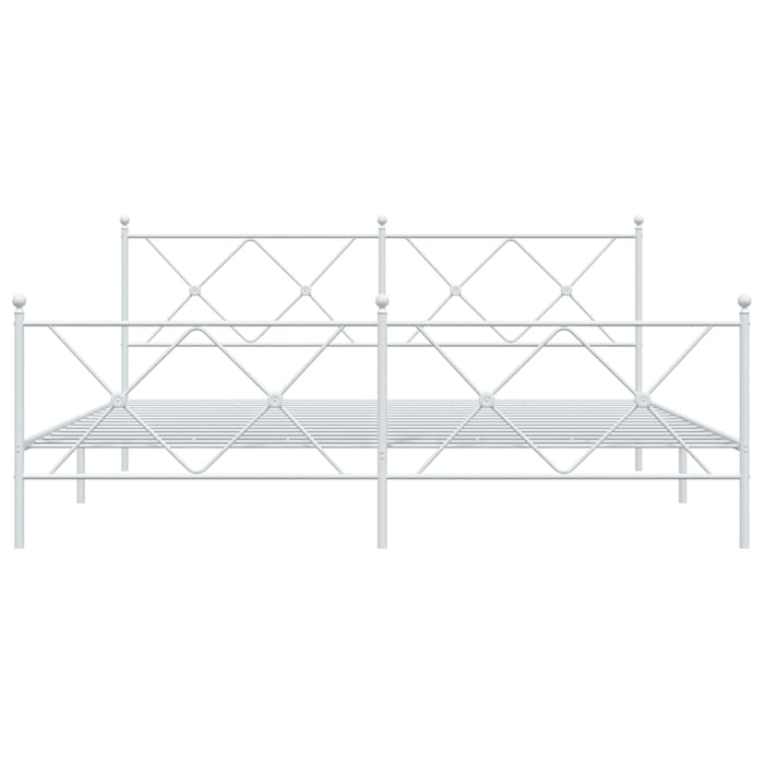 Giroletto con Testiera e Pediera Metallo Bianco 180x200 cm 376573