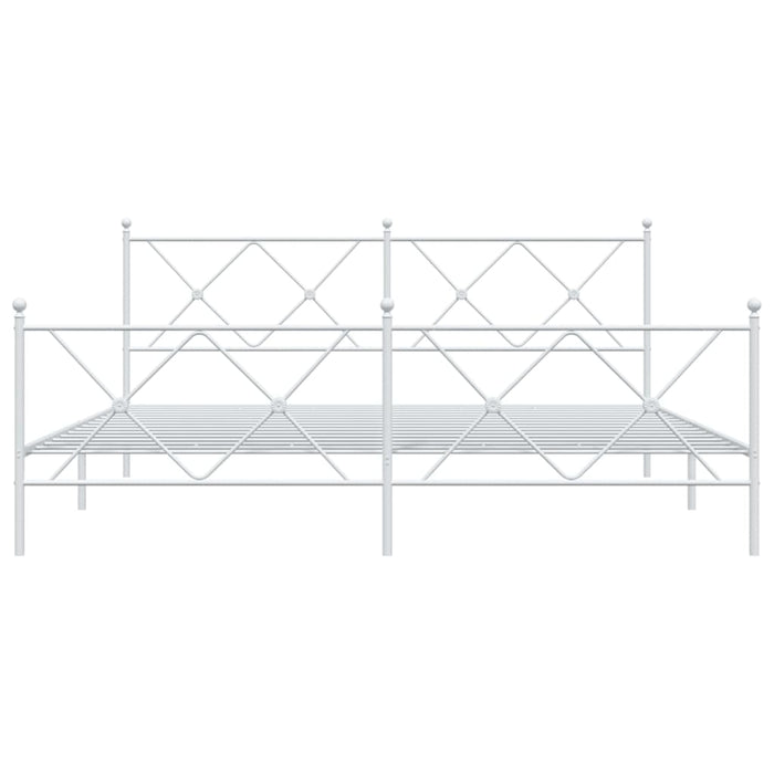 Giroletto con Testiera e Pediera Metallo Bianco 183x213 cm 376574