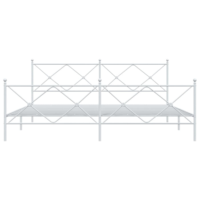 Giroletto con Testiera e Pediera Metallo Bianco 193x203 cm 376575