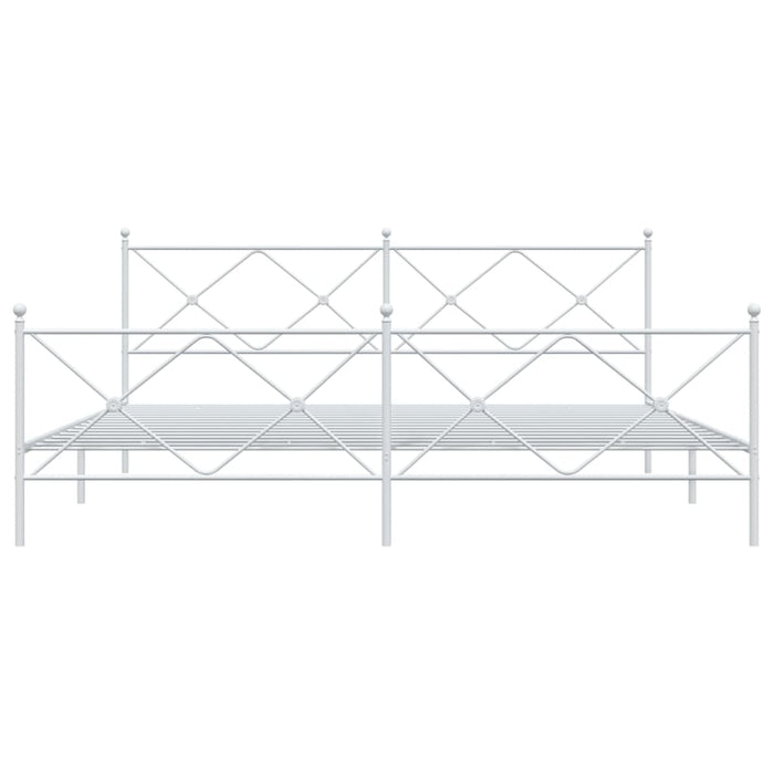 Giroletto con Testiera e Pediera Metallo Bianco 200x200 cm 376576
