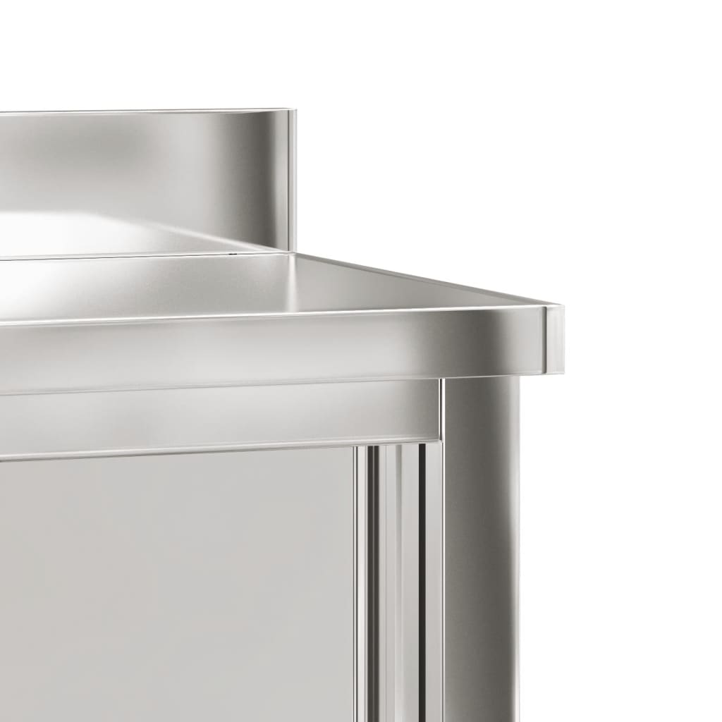 Tavolo da Lavoro per Cucina con Ante Scorrevoli in Acciaio Inox 376441