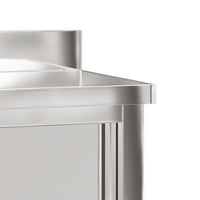 Tavolo da Lavoro per Cucina con Ante Scorrevoli in Acciaio Inox 376441