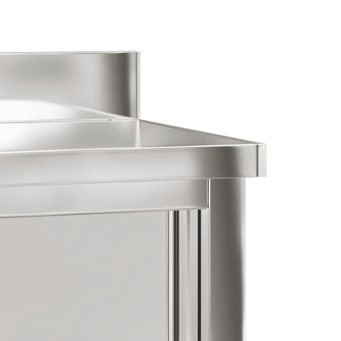 Tavolo da Lavoro per Cucina con Ante Scorrevoli in Acciaio Inox 376441