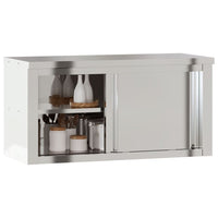 Mobile Cucina da Parete con Ante Scorrevoli in Acciaio Inox 376442