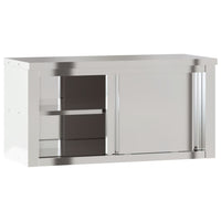 Mobile Cucina da Parete con Ante Scorrevoli in Acciaio Inox 376442