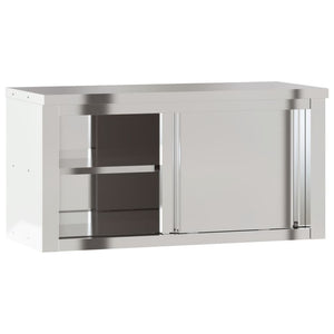 Mobile Cucina da Parete con Ante Scorrevoli in Acciaio Inox 376442