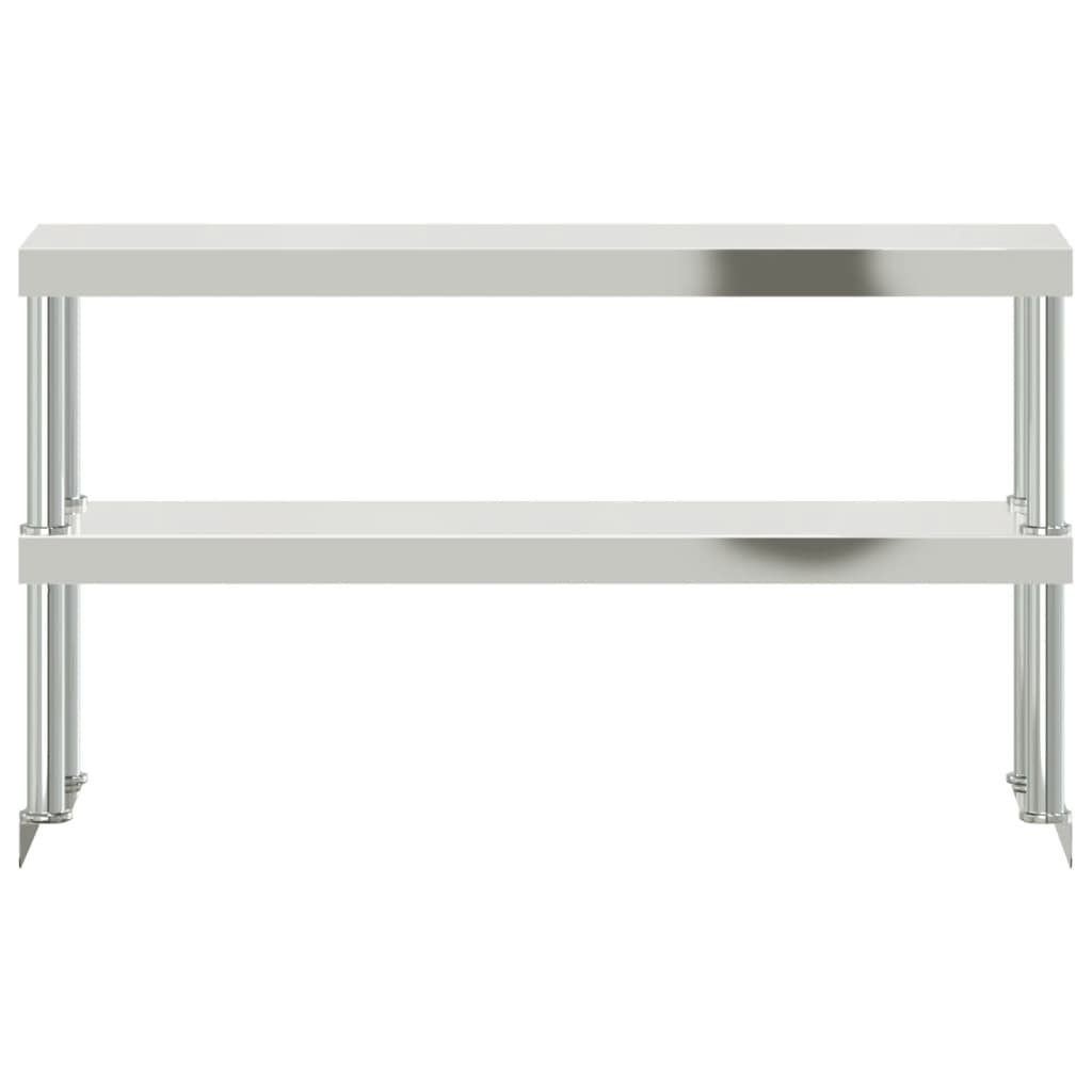 Ripiano per Tavolo da Lavoro 2 Piani 110x30x65 cm Acciaio Inox 376449
