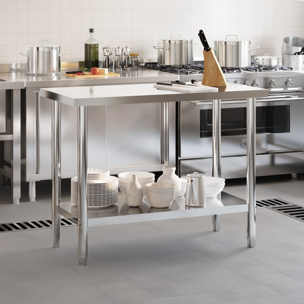 Tavolo da Lavoro da Cucina 110x55x85 cm in Acciaio Inossidabile 376455