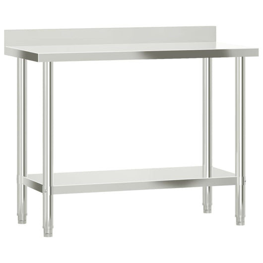 Tavolo da lavoro professionale da cucina con alzatina 110 x 55 x 93 cm in acciaio inox 02_0045408