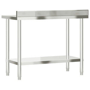 Tavolo Lavoro Cucina con Paraschizzi 110x55x93cm Acciaio Inox 376458