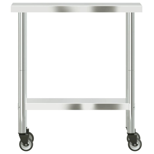 Tavolo da lavoro professionale da cucina con ruote 825 x 30 x 85 cm acciaio inox 02_0045416