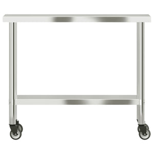 Tavolo da Lavoro Cucina con Ruote 110x30x85 cm in Acciaio Inox 376461