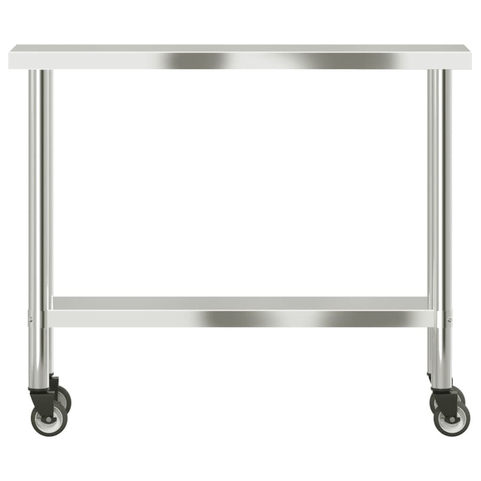 Tavolo da Lavoro Cucina con Ruote 110x30x85 cm in Acciaio Inox 376461