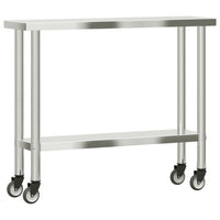 Tavolo da Lavoro Cucina con Ruote 110x30x85 cm in Acciaio Inox 376461
