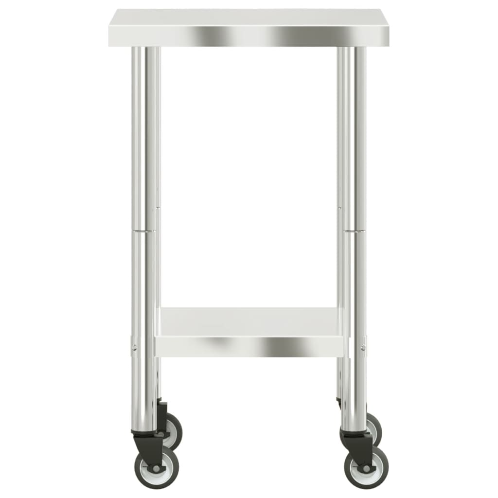 Tavolo da Lavoro Cucina con Ruote 55x55x85 cm in Acciaio Inox 376462