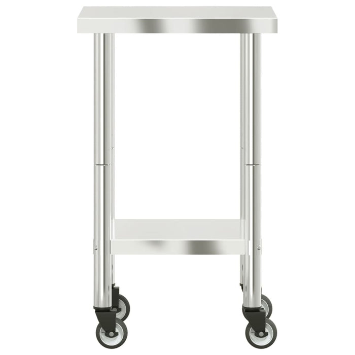 Tavolo da Lavoro Cucina con Ruote 55x55x85 cm in Acciaio Inox 376462