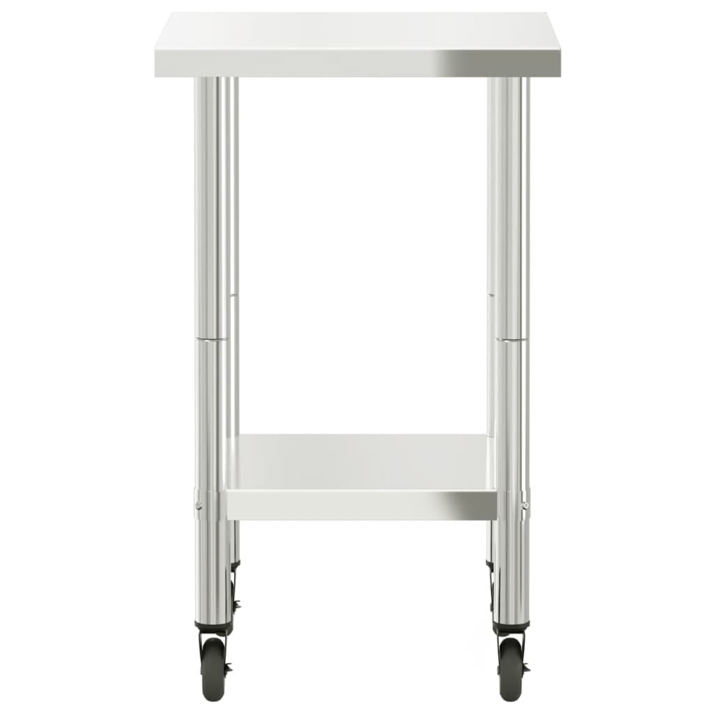 Tavolo da Lavoro Cucina con Ruote 55x55x85 cm in Acciaio Inox 376462