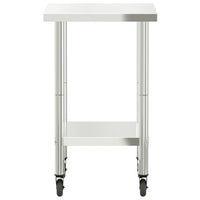 Tavolo da Lavoro Cucina con Ruote 55x55x85 cm in Acciaio Inox 376462