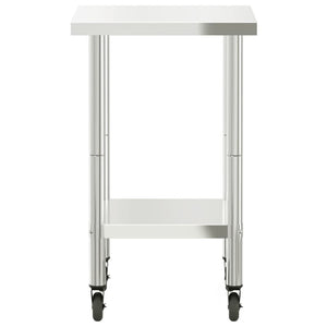 Tavolo da Lavoro Cucina con Ruote 55x55x85 cm in Acciaio Inox 376462