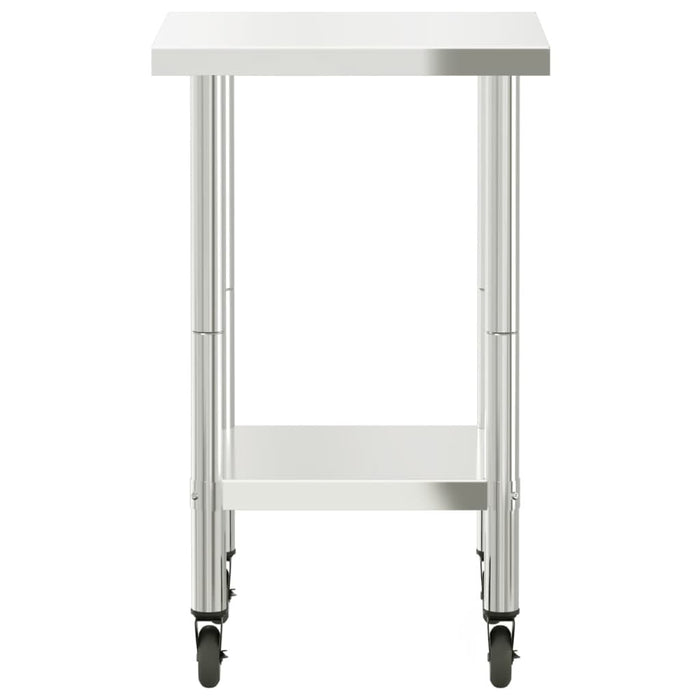 Tavolo da Lavoro Cucina con Ruote 55x55x85 cm in Acciaio Inox 376462