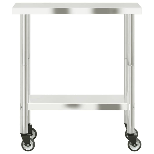Tavolo da lavoro professionale da cucina con ruote 825 x 55 x 85 cm acciaio inox 02_0045417