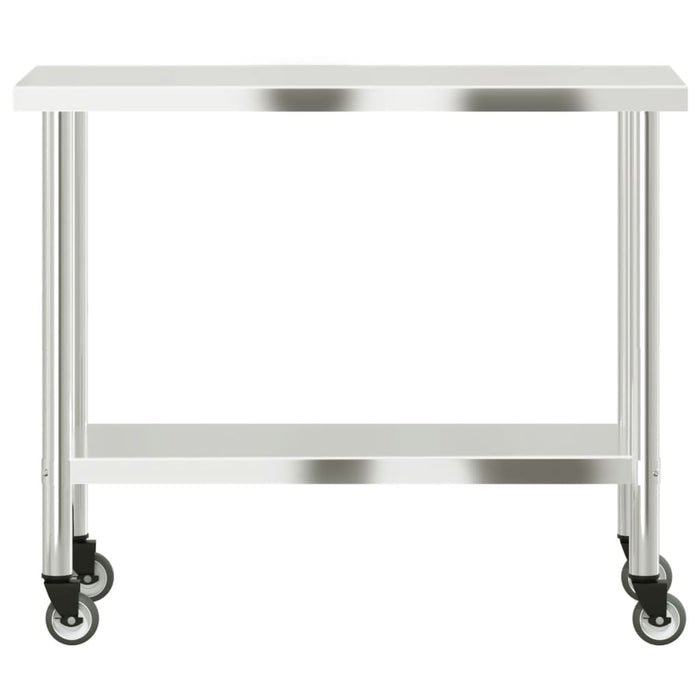 Tavolo da Lavoro Cucina con Ruote 110x55x85 cm in Acciaio Inox 376464