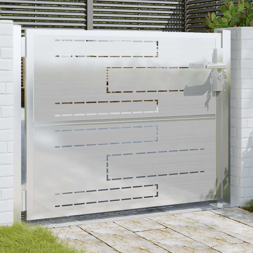 Cancello da giardino 100x70 cm in acciaio inox 376474