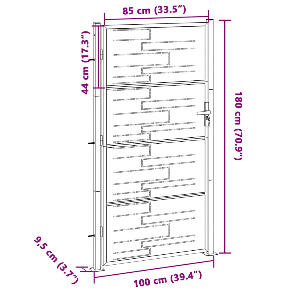 Cancello da giardino 100x176 cm in acciaio inox 376478