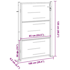 Cancello da giardino 100x114 cm in acciaio inox 376482
