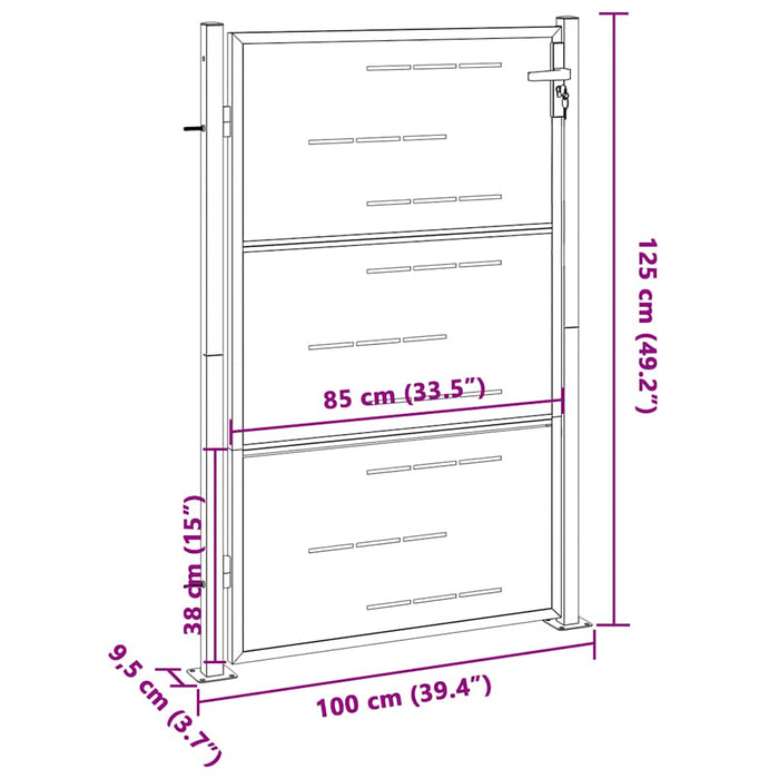 Cancello da giardino 100x114 cm in acciaio inox 376482
