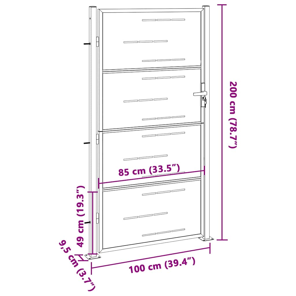 Cancello da giardino 100x196 cm in acciaio inox 376485